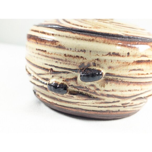 Handmade pottery lidded bowl with bugs, wheel thrown ceramic art storage jar in - Picture 4 of 10